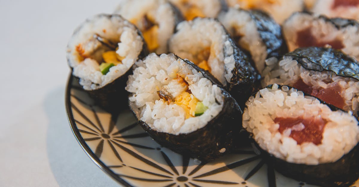 Doubling the ingredient of Japanese cheesecake: more time to cook? - Traditional Japanese rolls on plate