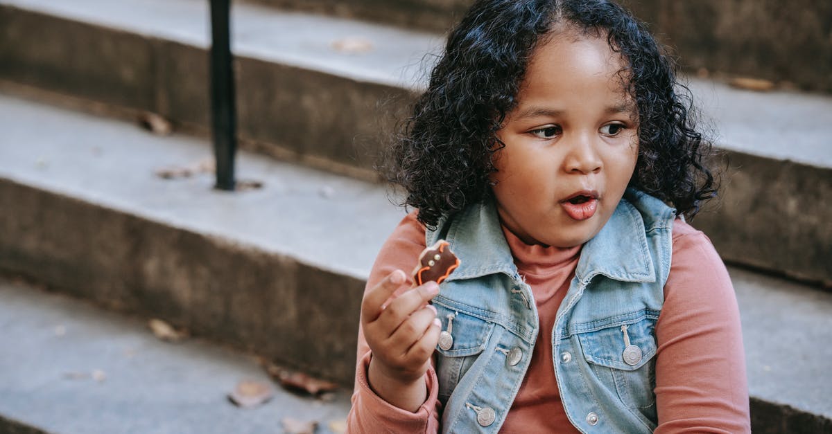 Eating cookie dough - Black girl eating bat shaped cookie