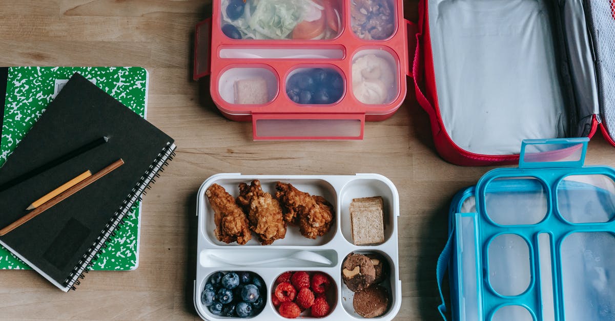 Effecient way to dab grease from dehydrating meat without paper towels - Lunch boxes near notebooks on table