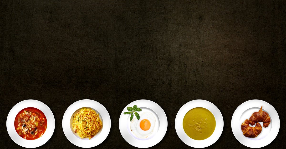 Egg pasta vs. water+semolina pasta texture - Five White Plates With Different Kinds of Dishes