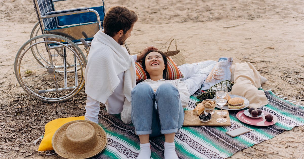 Expiry date of custard powder? - Couple Sitting on Green and Blue Mat on Beach