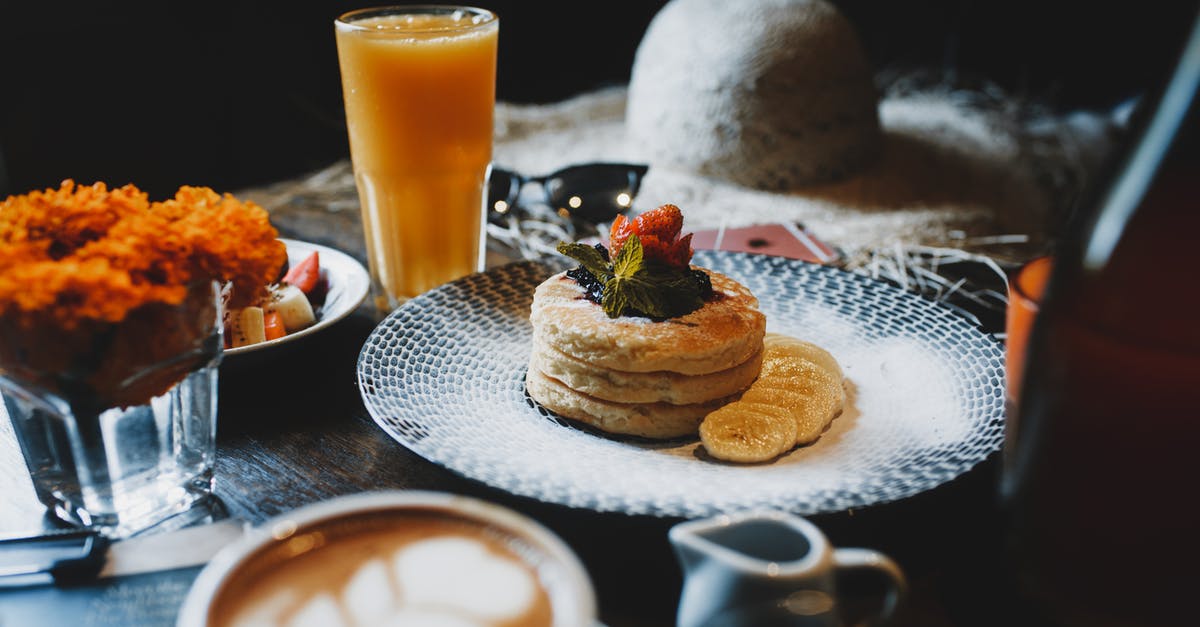 extracting banana flavour for an iced coffee - Tasty breakfast with dessert on table