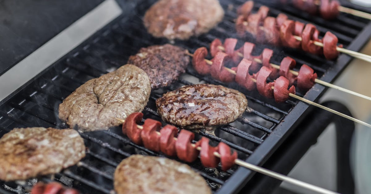 Extremely hard layer after cooking the burger on the grill - Steaks and Skewered Sausages on Grill