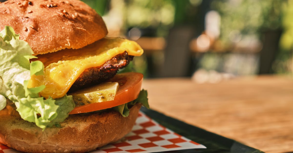 Fat free oil substitute for frying/sautéing and curries - delicious homemade burger close up