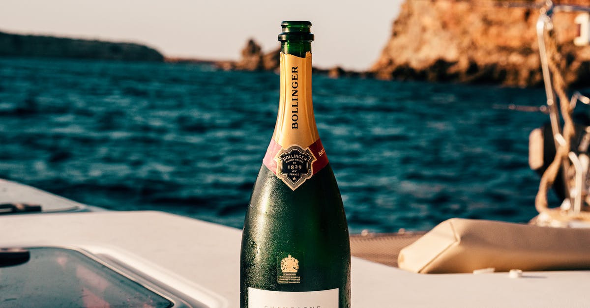 Flambe, alcohol percentage and water residue - Bollinger Wine Bottle on Boat