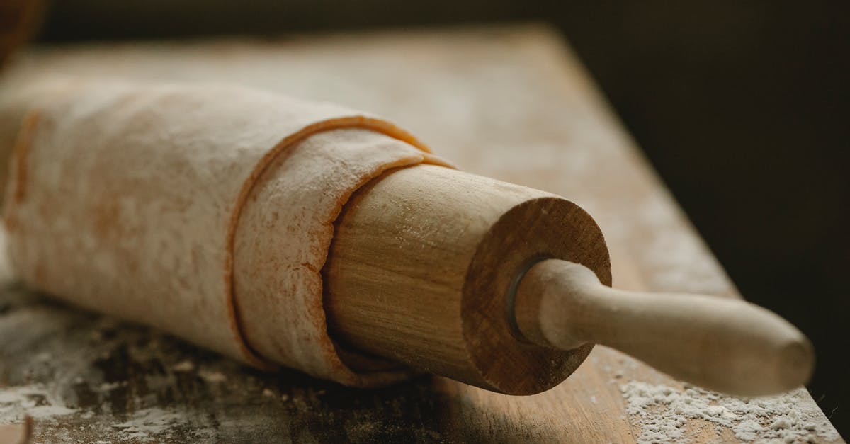 Flour/Instant Dry Yeast Ratio in Thin Pizza Dough - Rolling pin with dough on messy table