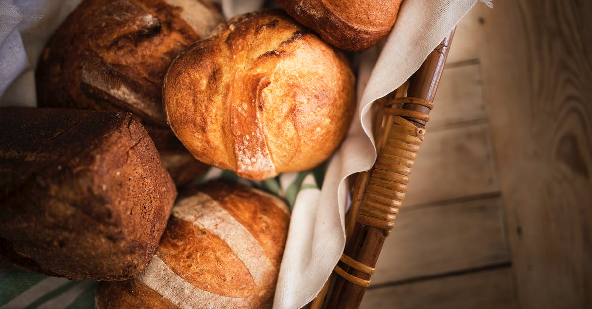 From regular fresh yeast to sourdough - Fresh bread in basket placed on wooden surface