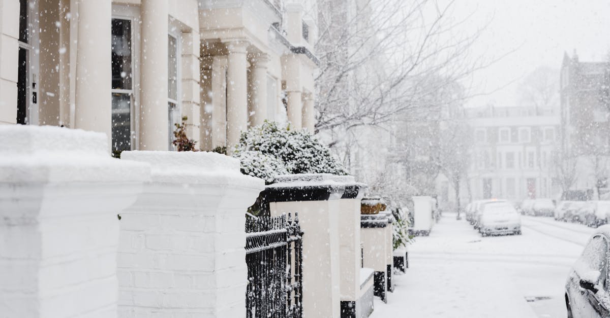 Frozen pizza - Understanding time and temperature equivalency - Snowy street with residential buildings