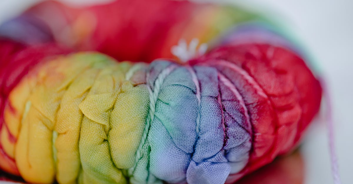 Good thread for tying meat - Closeup of folded cloth with multicolored paints tied with threads representing traditional Japanese tie dye technique