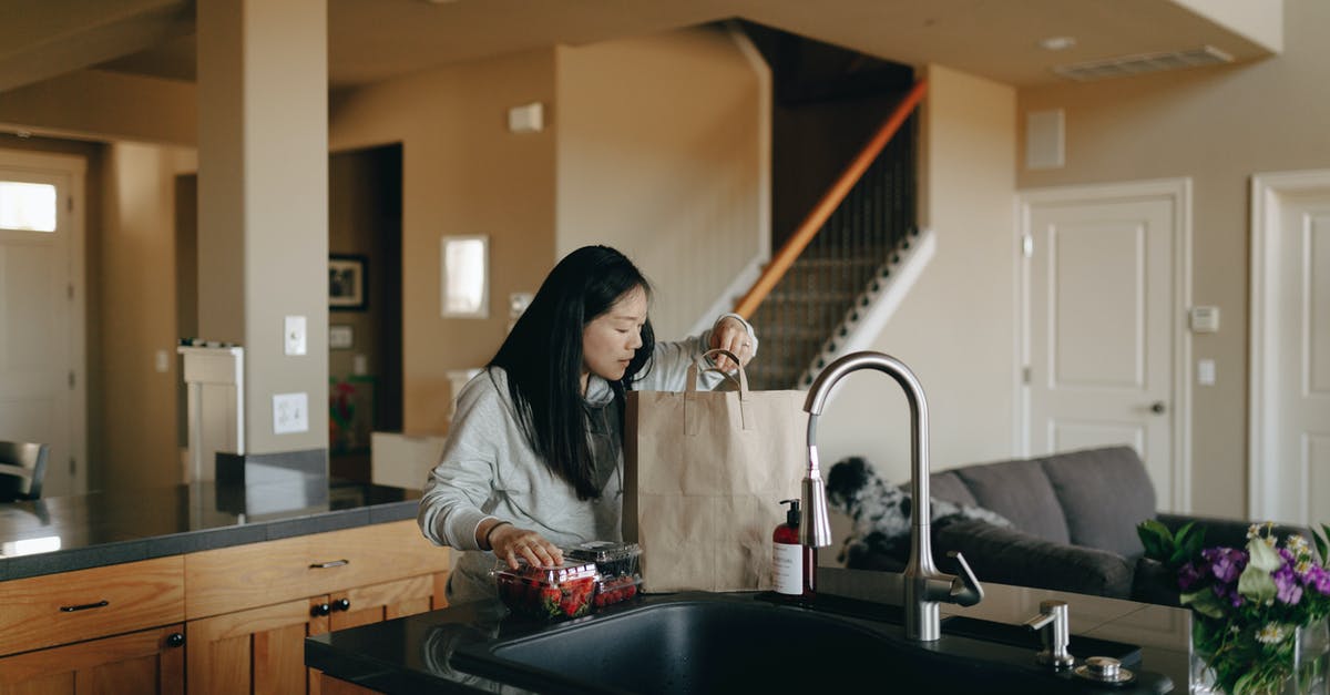 Groceries left out on the counter - Woman Taking Out The Groceries From Paper Bag