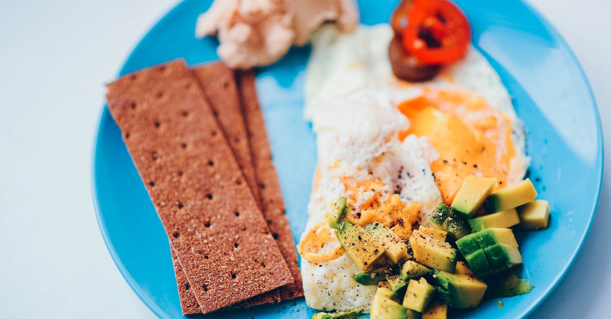 Heating Avocado - Brown Bread With White Cream on Blue Plate