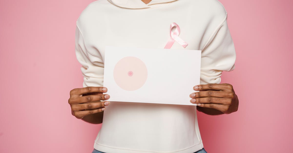 Help freezing chicken breasts - Black female holding paper with painted one breast as symbol of cancer