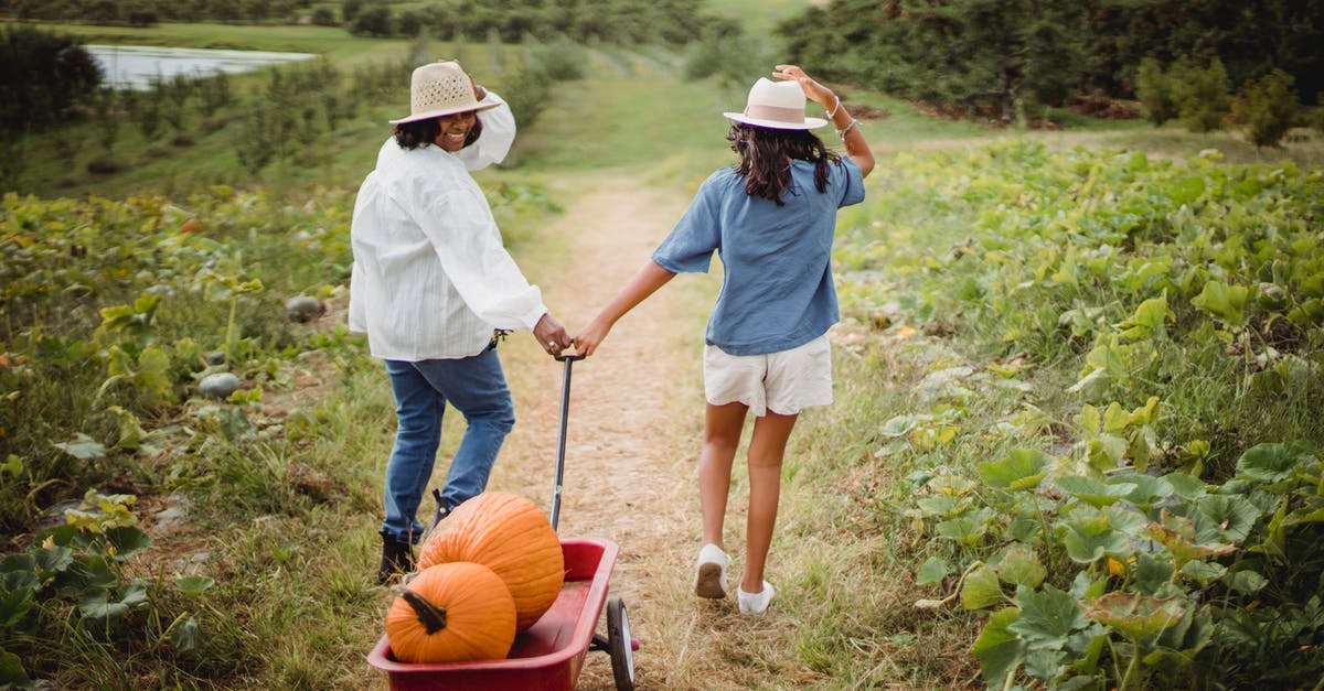 Help identifying squash - Happy woman with daughter in pumpkin field