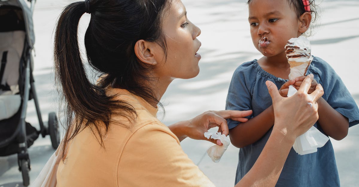 Help identifying Turkish dessert - Attentive ethnic mother helping cute funny little daughter with tasty sweet ice cream cone on street in summer