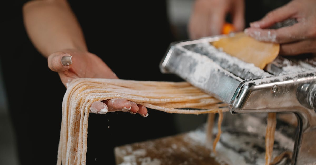 Homemade flour tortillas without cast iron - People cutting spaghetti with pasta machine