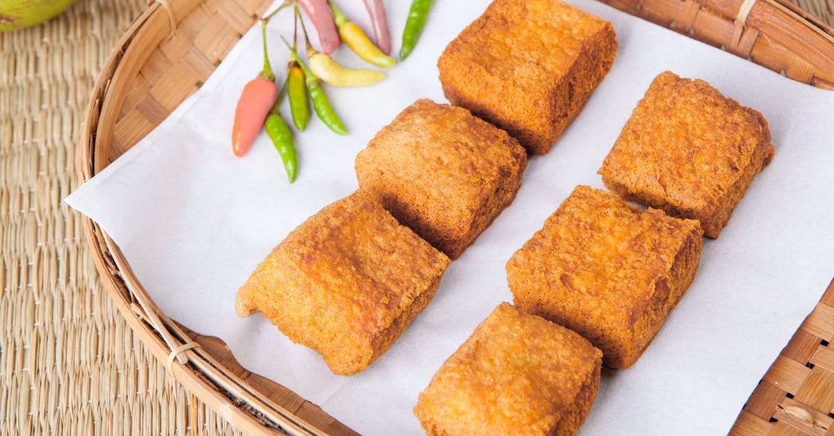 Homemade Tofu Firmness - Fried Tofu on Bamboo Tray