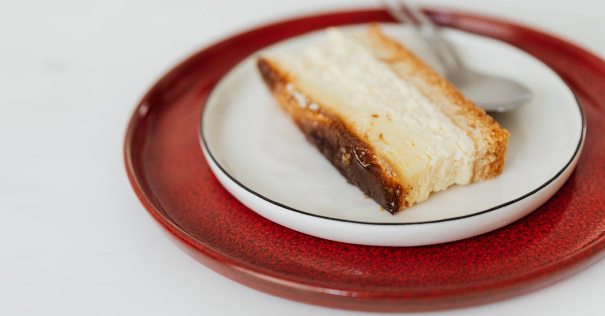 Honey-glazed gammon (ham) - What to serve with it? [closed] - From above of yummy piece of cake on white plate placed over red plate on white table