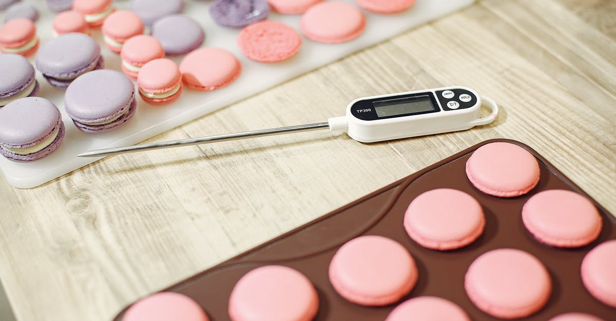How best to cook frozen (homemade, not store-bought) blintzes? - Process of making macaroons with cooking thermometer