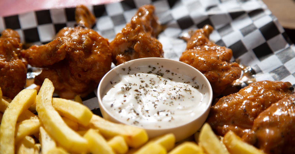 How could buffalo chicken dip be stabilized? - Close-up Photo of French Fries and Fried Chicken Wings 
