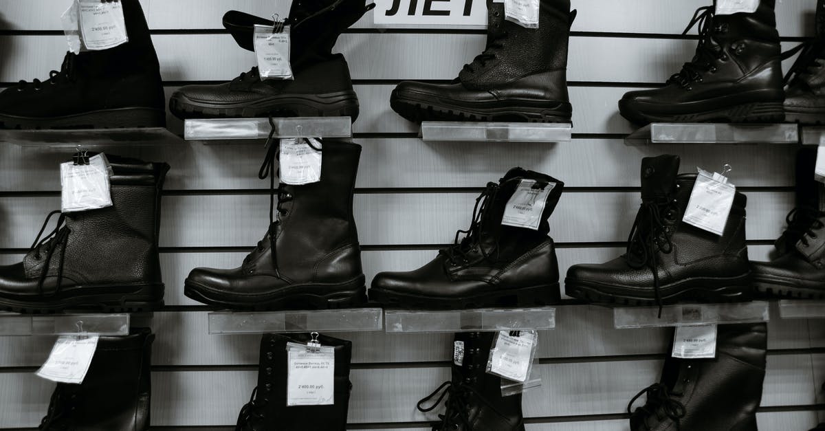 How do price and quality relate in blenders? - Black and white high leather boots with laces placed on shelves in shop