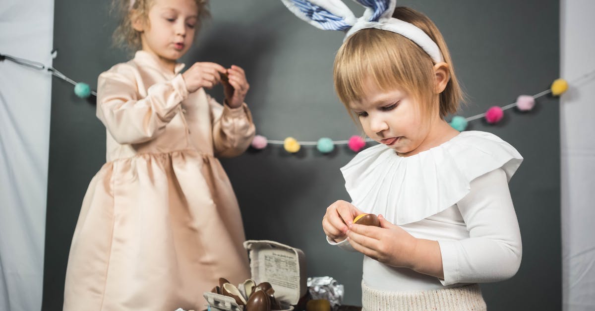 How long can chocolate be held at temper? - Two Girls Wearing Bunny Ears Opening Chocolate Easter Eggs