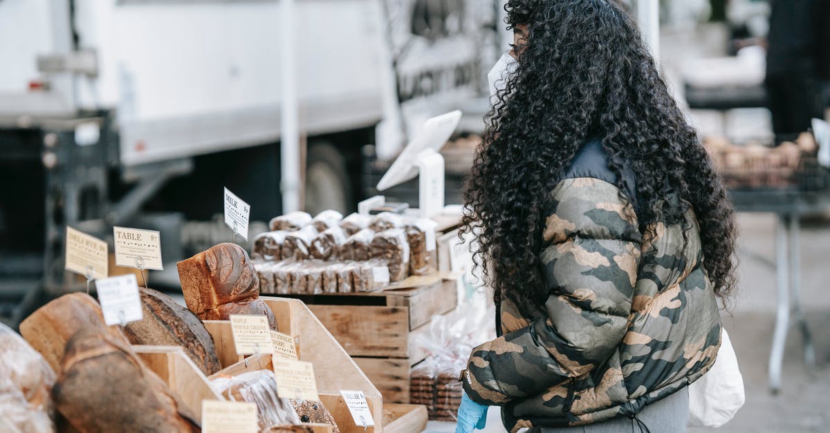 How Sanitary are Counter-Style Baked Goods versus Packaged Goods? - Ethnic woman buying bread in street market