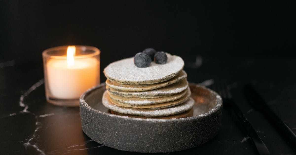 how to avoid crystallization of powdered sugar - Pancakes with blueberries near candle candle on table