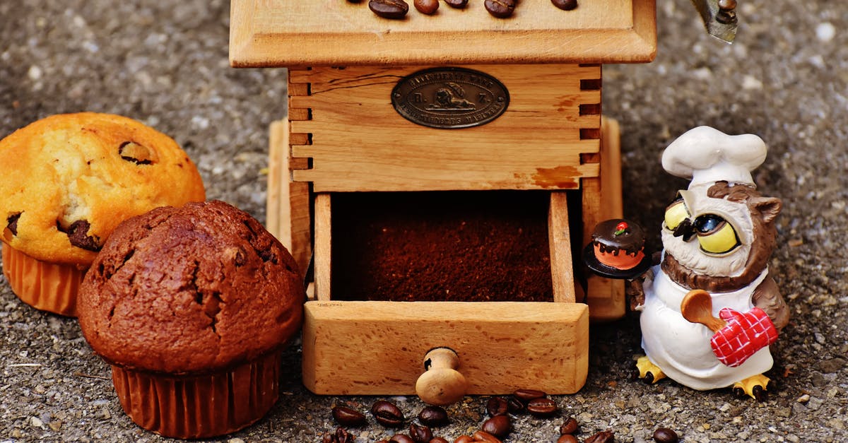 How to bake cake and pastries without oven? - Brown Wooden Coffee Bean Grinder and Two Muffins