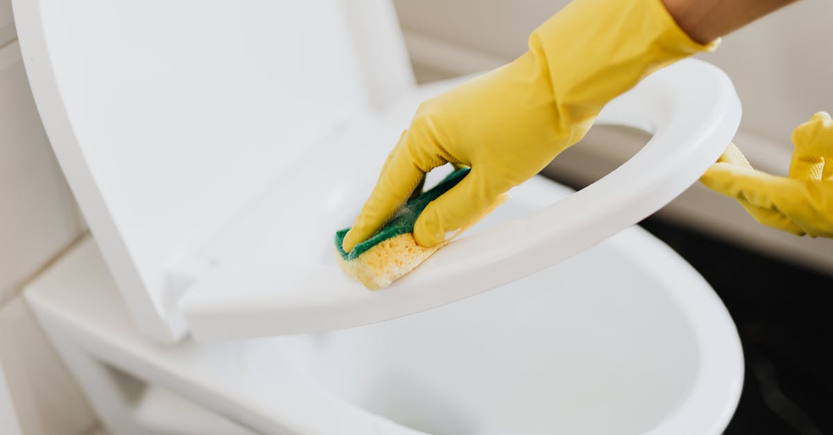 How to clean melted plastic from oven - Crop person cleaning toilet seat with sponge