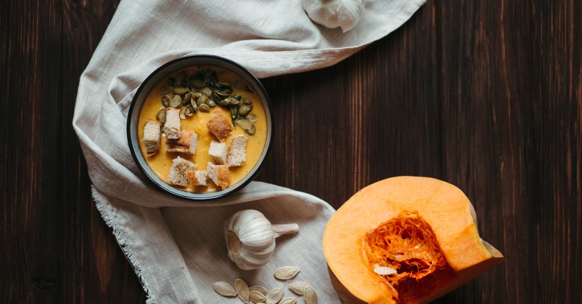 How to counteract sage (in a pumpkin soup)? [duplicate] - Pumpkin Soup in Black Ceramic Bowl