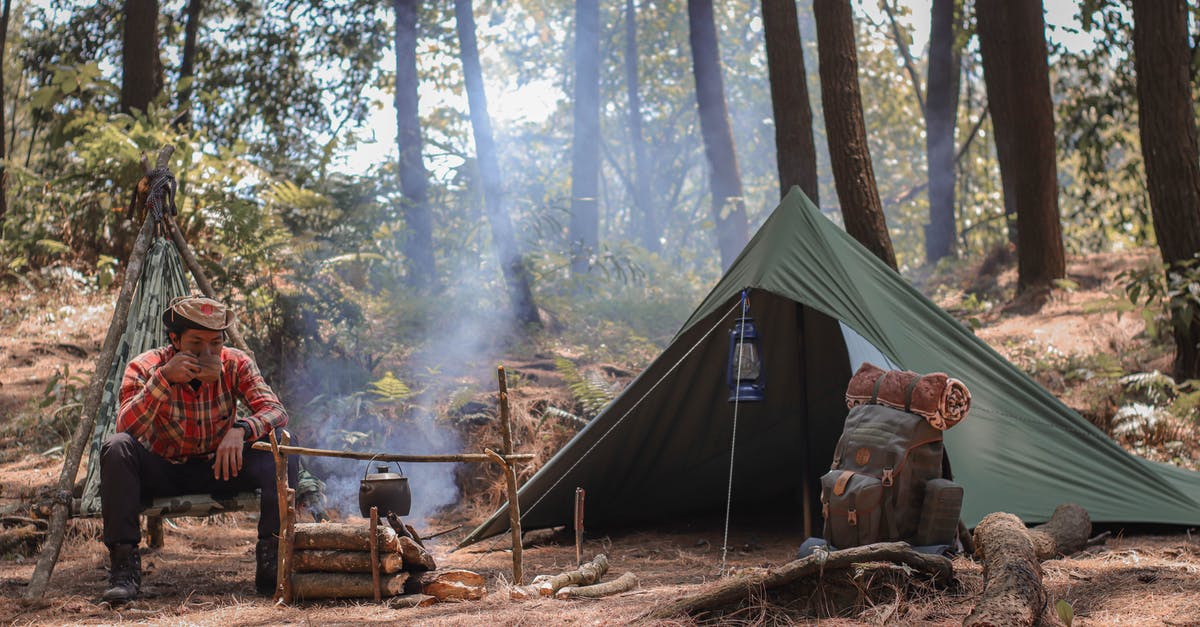 How to decide how much to dilute extremely hot chillis - Hiker resting near fire and tent during travelling