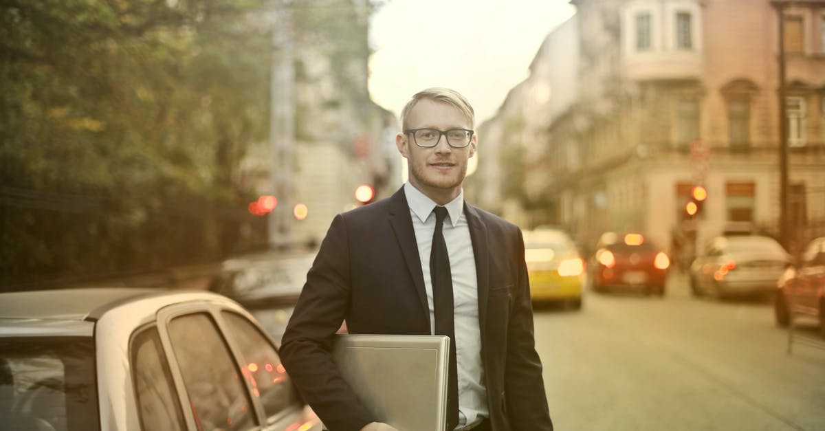 How to determine quality of spices - Determined smiling businessman with laptop on street