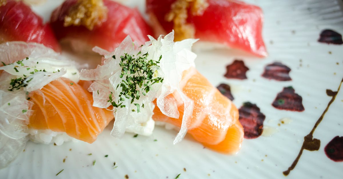 How to fake salmon roe using jello - Japanese Sushi on a Ceramic Plate