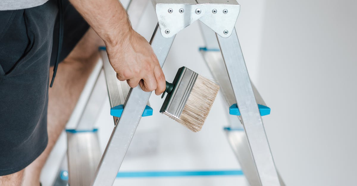 How to improve contact between non-flat pan and stovetop - Painter with brush climbing ladder during renovation work