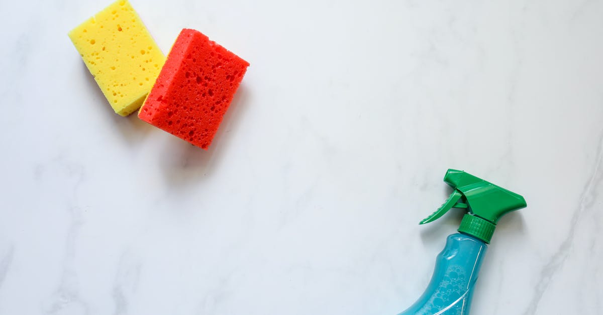 How to prep a #5 plastic container for making yogurt? - Sponges Beside a Spray Bottle