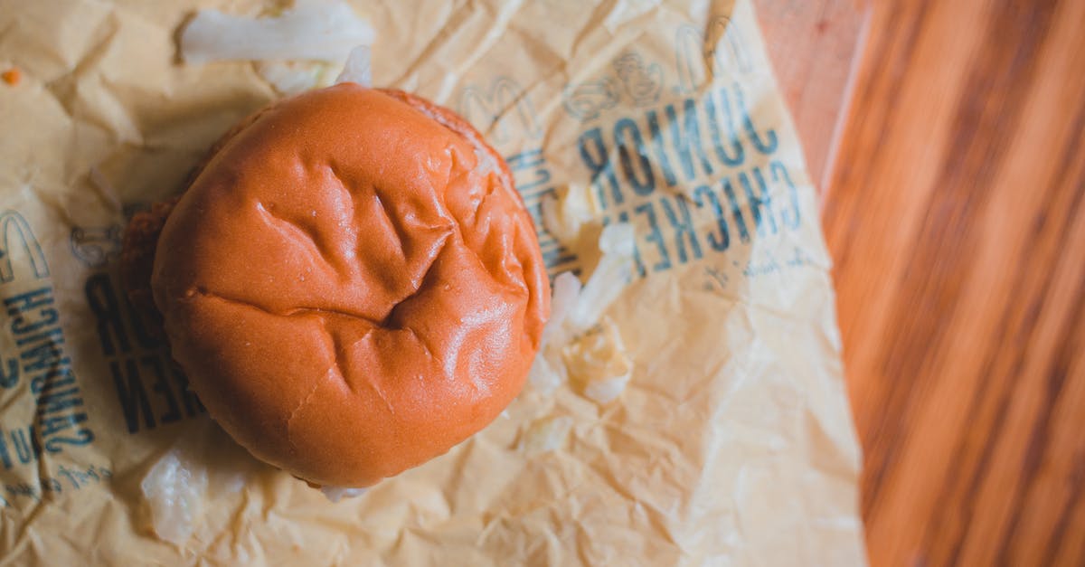 How to reduce the masala taste from chicken roast - Round sandwich on crumpled shopping bag