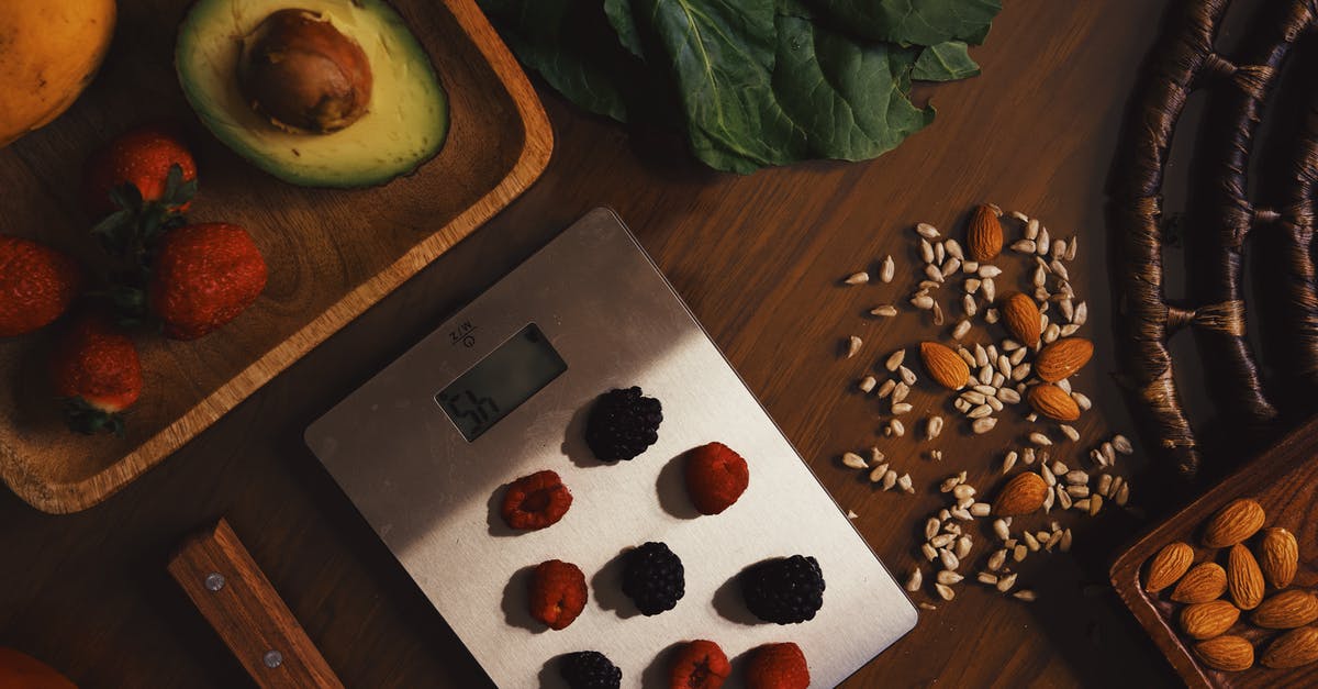 How to scale a recipe for Neapolitan Pizza? - Scales with berries and organic ingredients for recipe
