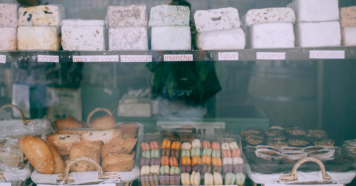 How to store a double iced cake - Assorted yummy sweets and bakery products places on counter of confectionery shop in daytime