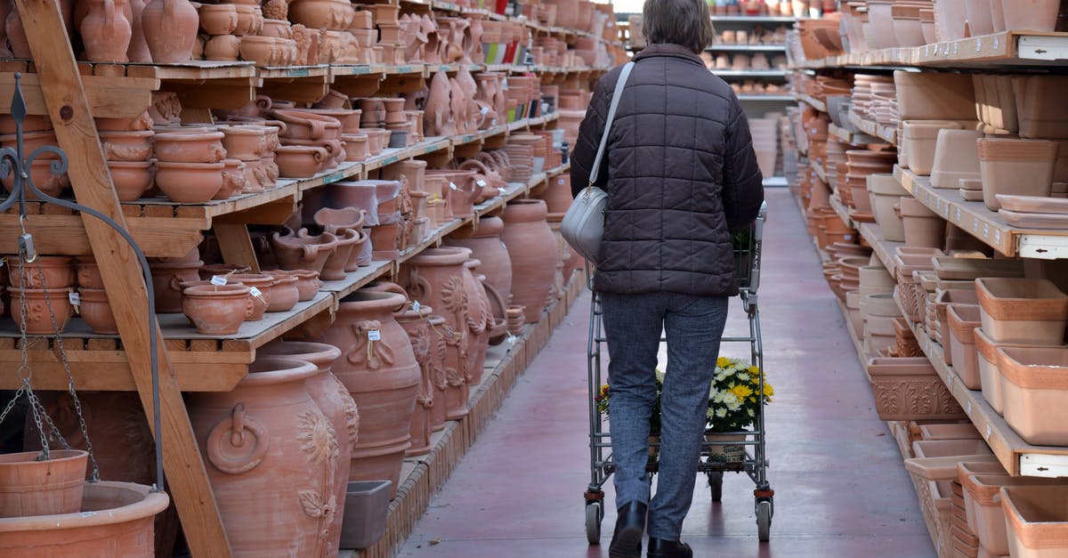 How to store clay dishes? - Back View of a Woman Looking at Ceramic Products in a Store