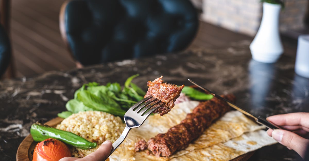 How to tell when roasted bell peppers are ready to skin? - A Person Eating a Kebab Dish