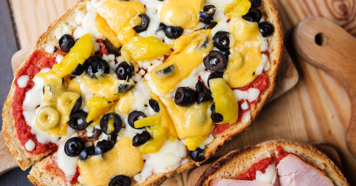 How to turn a large piece of meat without losing breading - Tasty toasts with black olive rings and cheese