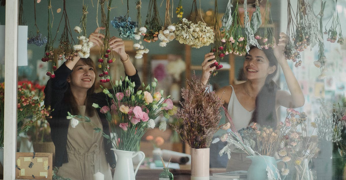 How to work with Dried Mushrooms? - Through glass of cheerful florists creating cozy counter in floristry store