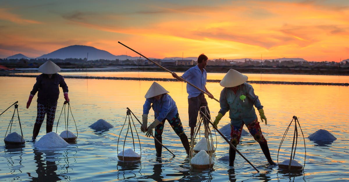 Iodized or sea salt - Landscape of Men Harvesting Salt