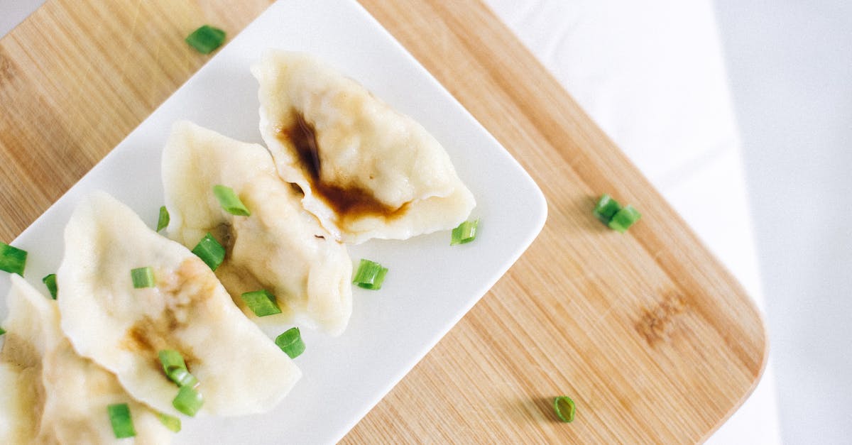 Is a blowtorch suitable for browning/caramelising steamed food? - Steamed Dumplings on White Ceramic Plate