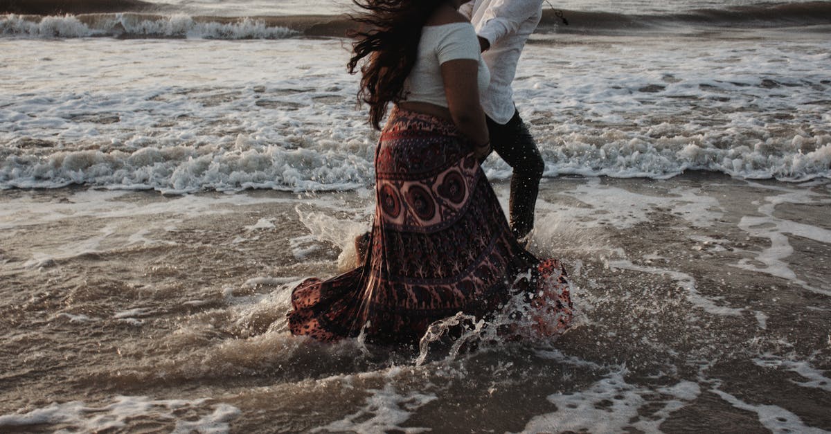 Is it OK to defrost chicken by running water over it? - Woman in White Shirt and Red Skirt Standing on Beach