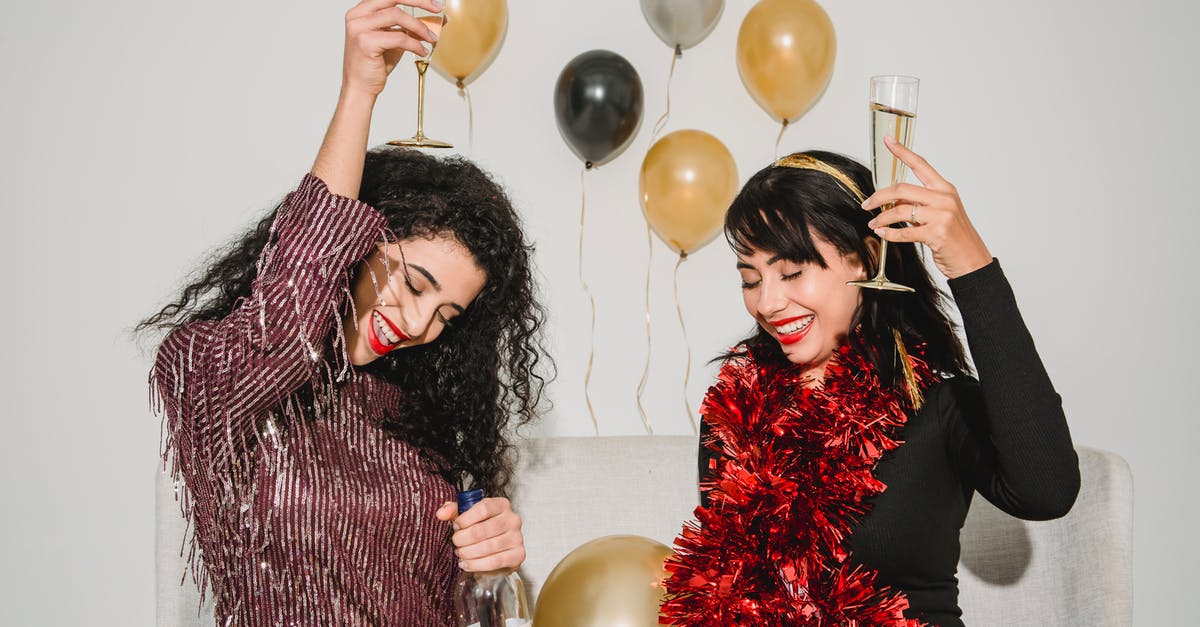 Is it possible to make low-alcohol Limoncello? - Cheerful friends with glasses of tasty champagne smiling and congratulating each other among balloons