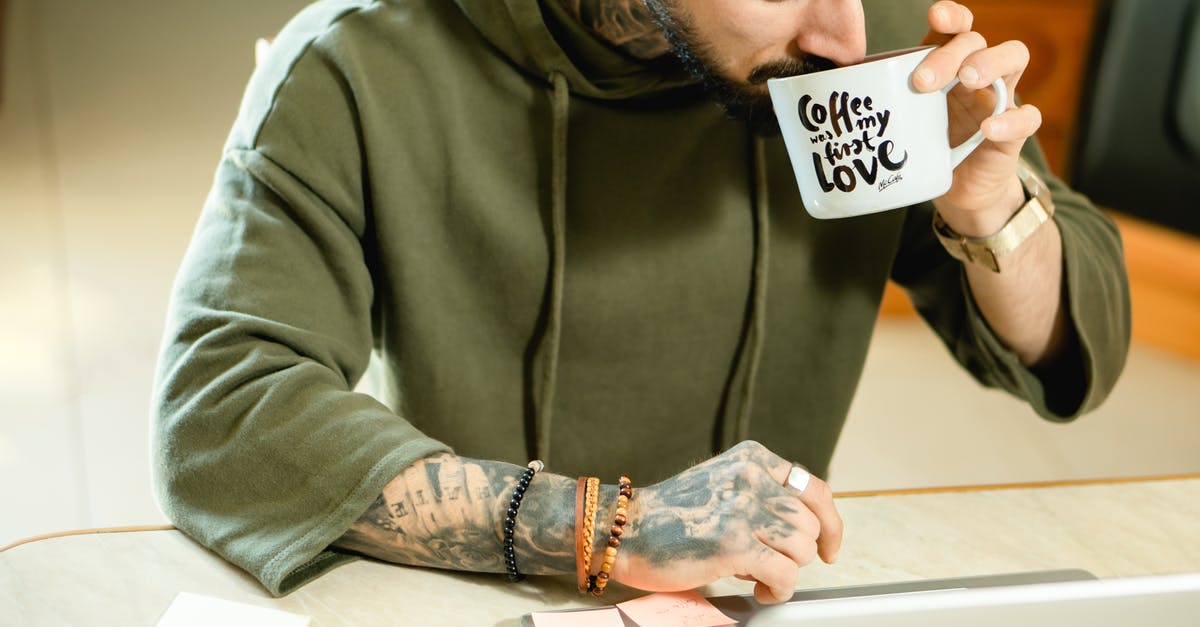 Is my soymilk curdled? - A Bearded Man in Green Hoodie Drinking Coffee from a Mug with Slogan