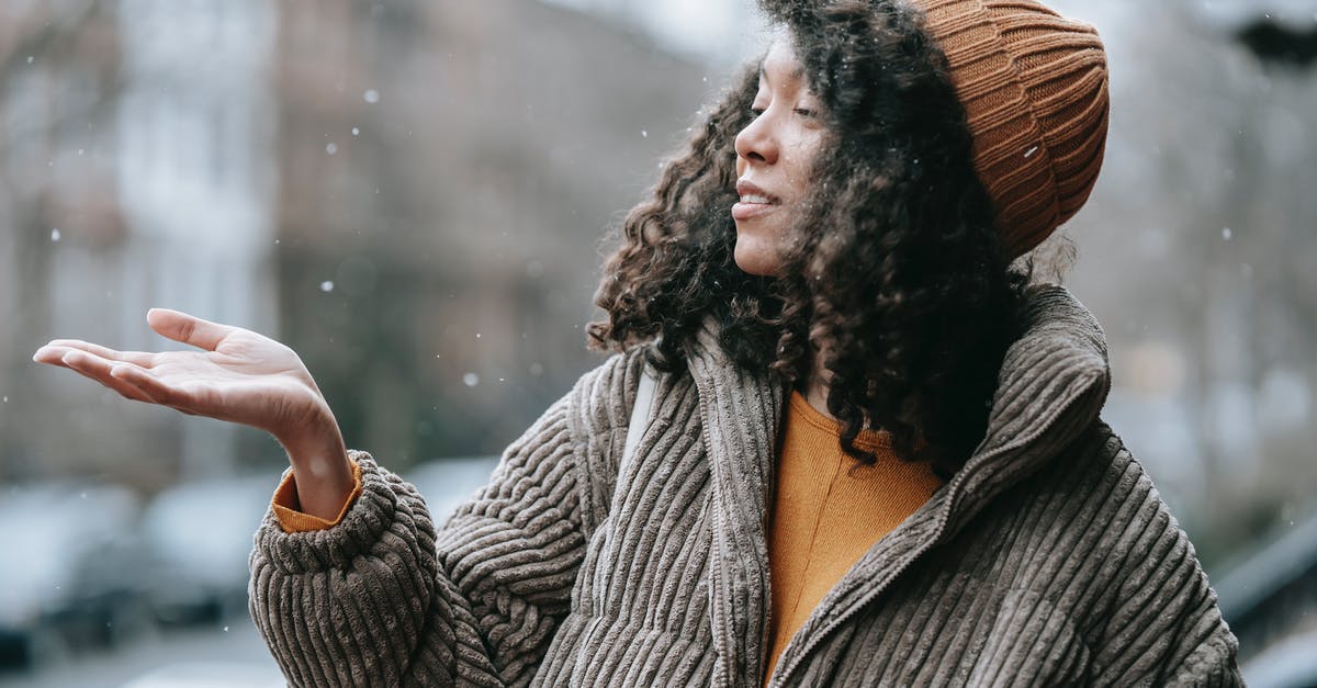 Is this some kind of warming oven? - Black woman catching snow in winter city