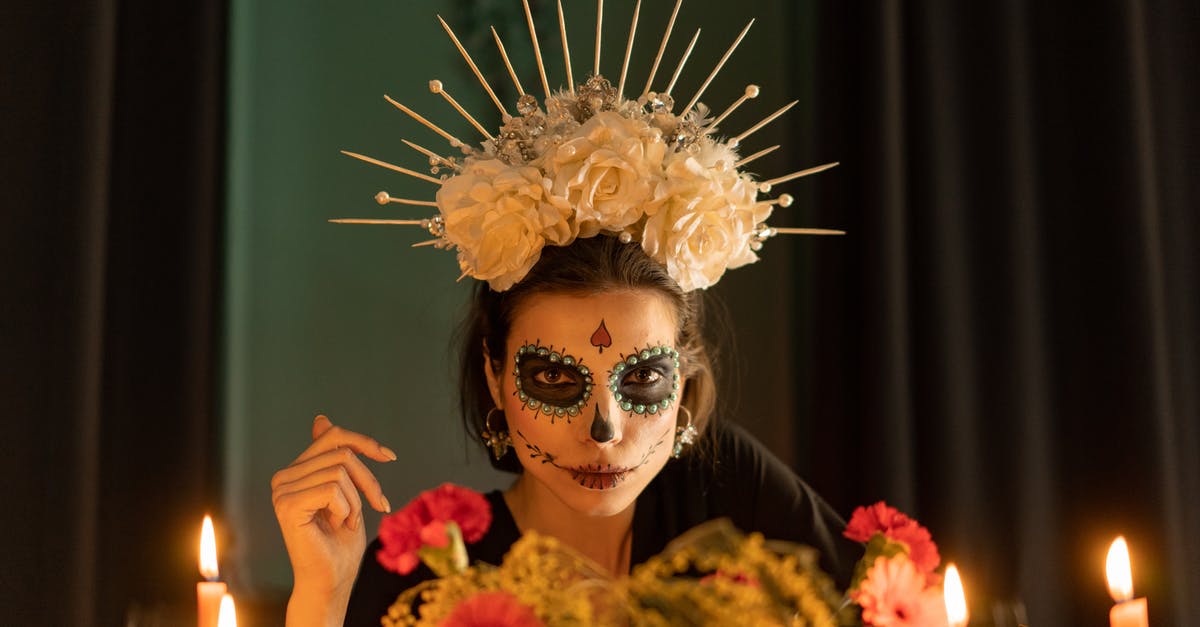 issues with mexican restaurant-style white cheesedip - Woman in Skeleton Make Up with Floral Crown Headdress  