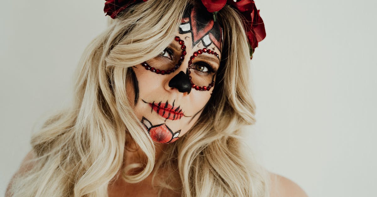 issues with mexican restaurant-style white cheesedip - Stylish young female model with sugar skull makeup in white studio